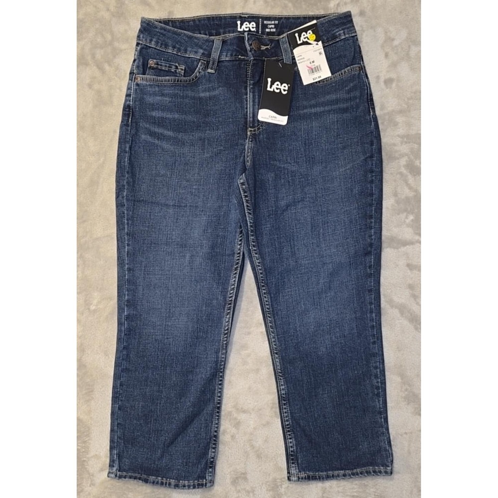 NWT Lee‎ Jeans Women's 6M Blue Capri Pedal Pushers Stretchy Mid Rise Never Worn
